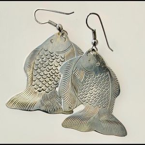 Vintage Nickel silver Fish earrings